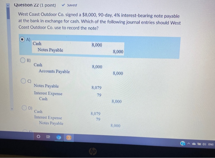 Solved Question 22 1 Point Saved West Coast Outdoor Co Chegg