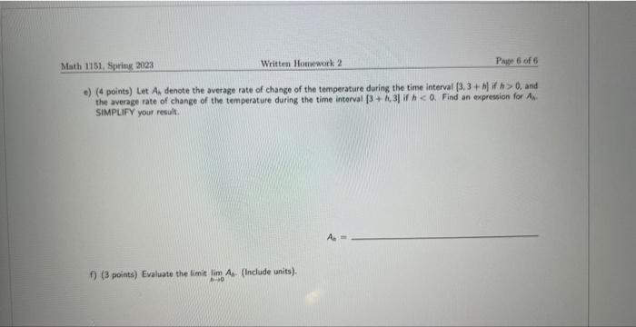 Solved E 4 Points Let Ah Denote The Average Rate Of Chegg