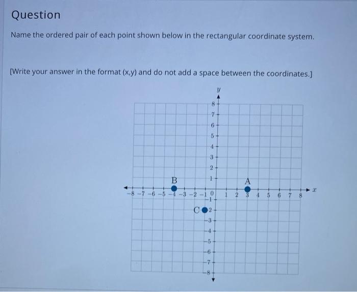 Solved Question Name The Ordered Pair Of Each Point Shown Chegg