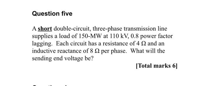 Solved Question Five A Short Double Circuit Three Phase Chegg