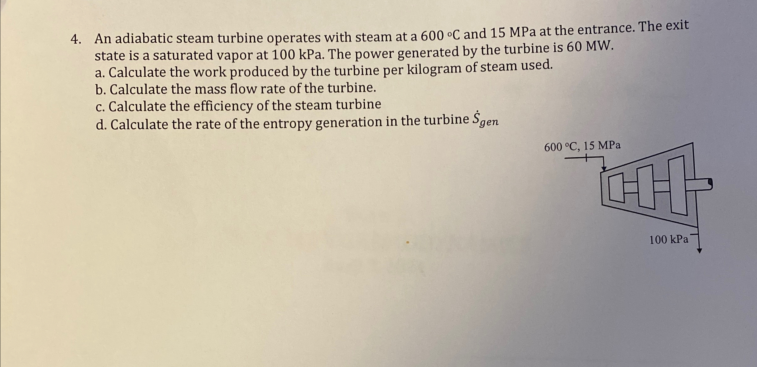 Solved An Adiabatic Steam Turbine Operates With Steam At A Chegg