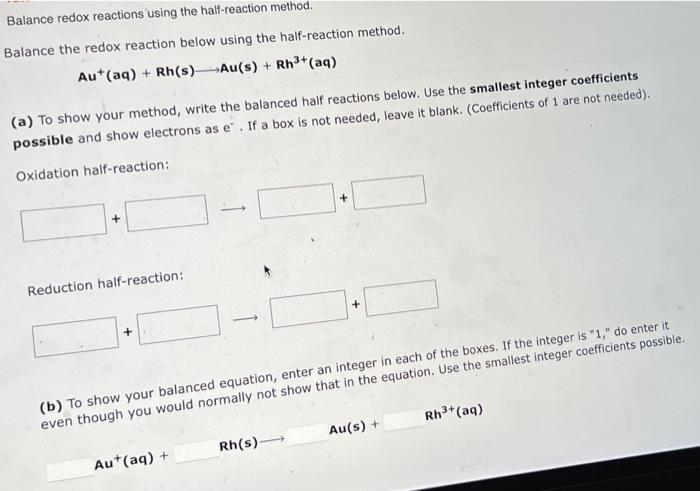 Solved Balance The Redox Reaction Below Using The Chegg