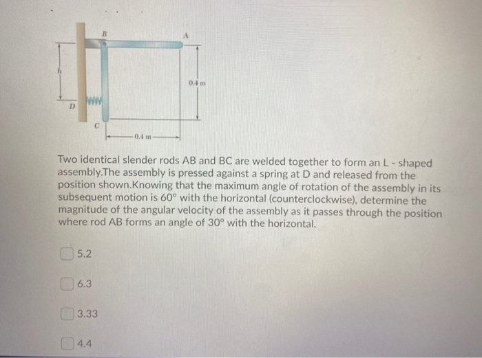 Solved B M D Mm Two Identical Slender Rods Ab And Chegg