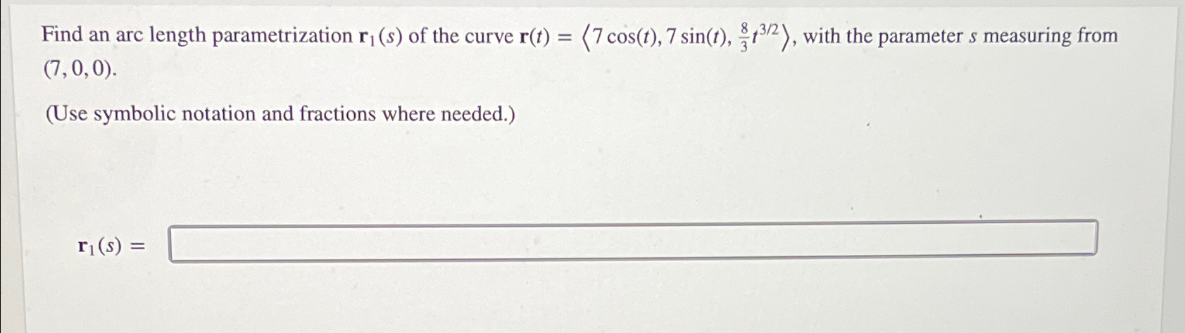 Solved Find An Arc Length Parametrization R S Of The Chegg