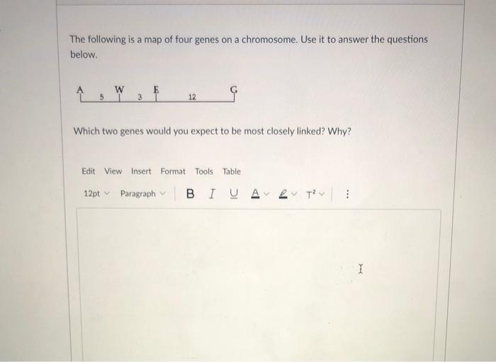 Solved The Following Is A Map Of Four Genes On A Chromosome Chegg