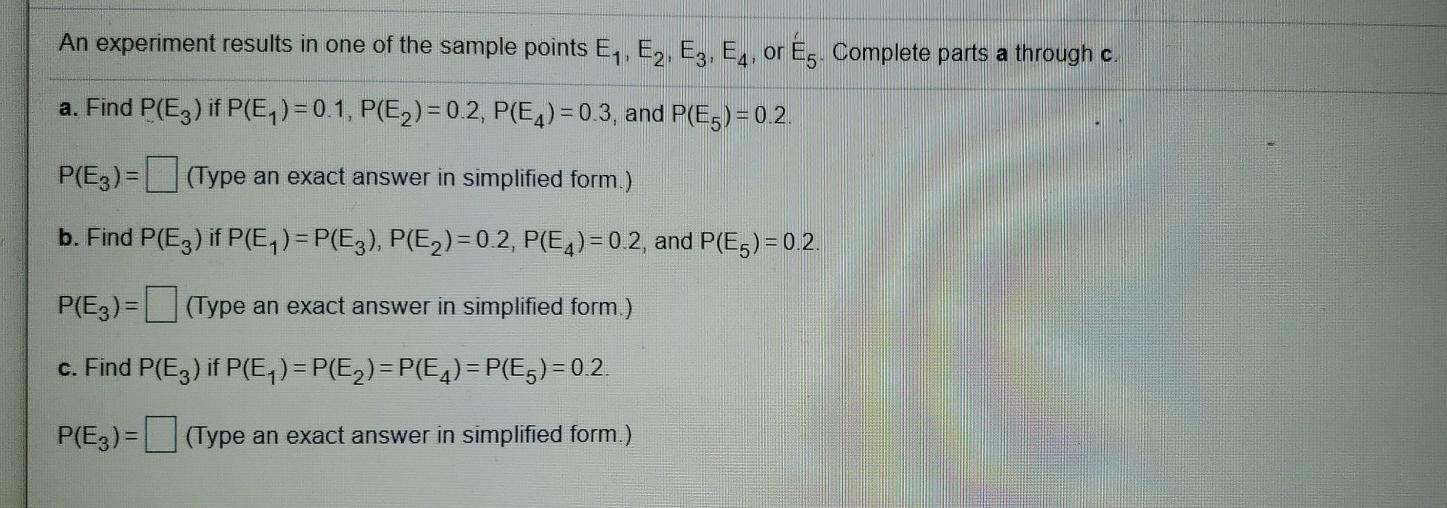 Solved An Experiment Results In One Of The Sample Points Ey Chegg