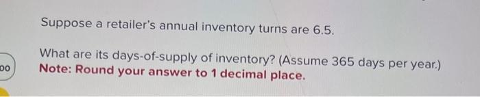 Solved Suppose A Retailer S Annual Inventory Turns Are Chegg