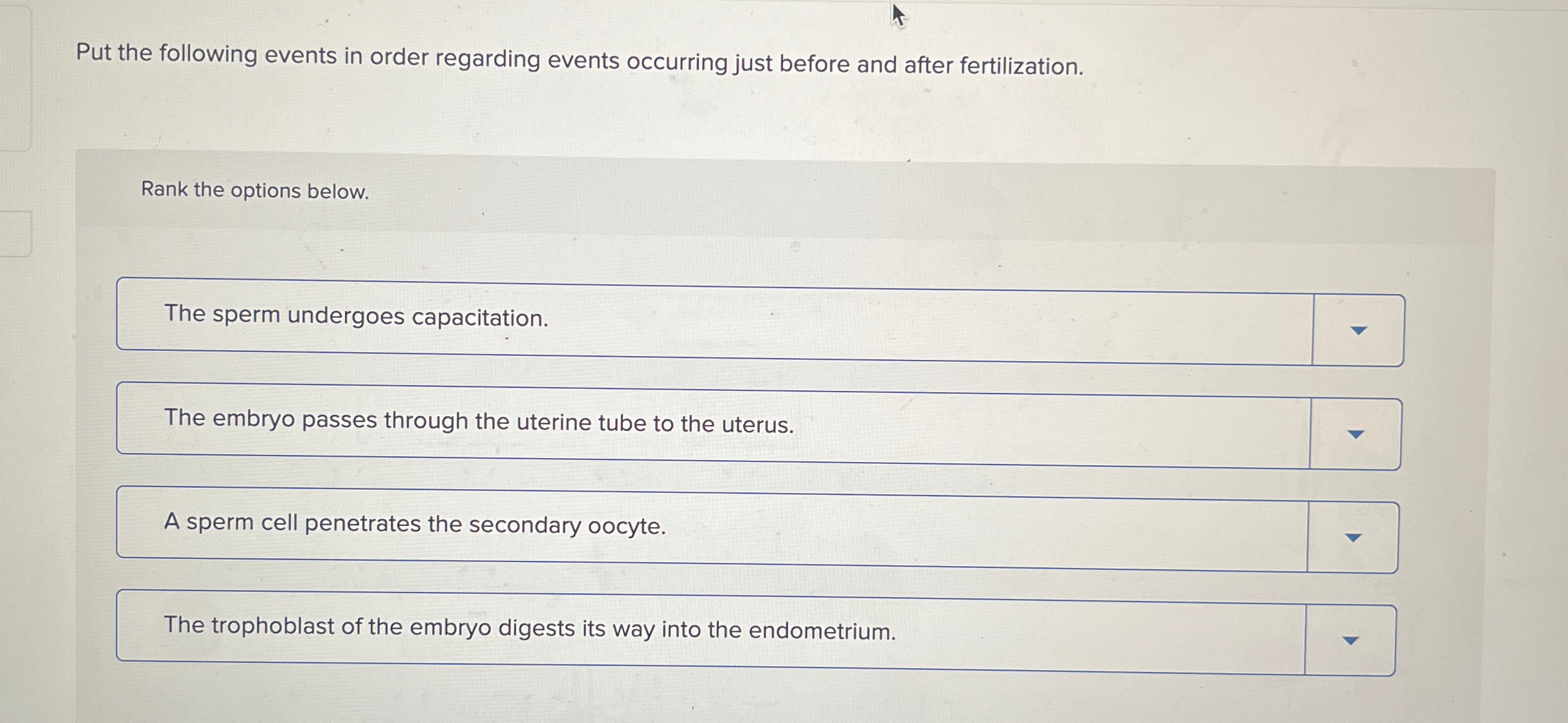 Solved Put The Following Events In Order Regarding Events Chegg