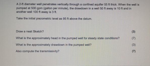 Solved A A Diameter Well Penetrates Vertically Through A Chegg