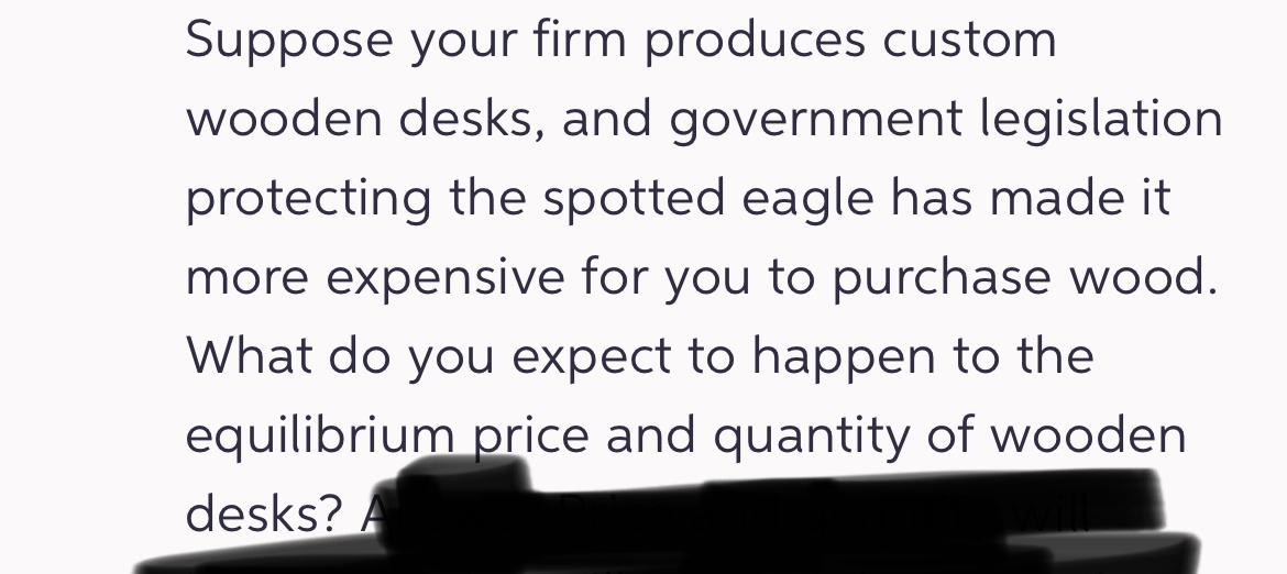 Solved Suppose Your Firm Produces Custom Wooden Desks And Chegg