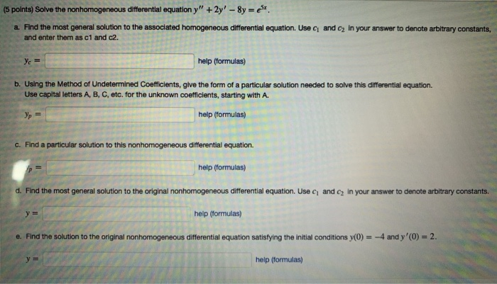 Solved 5 Points Solve The Nonhomogeneous Differential Chegg