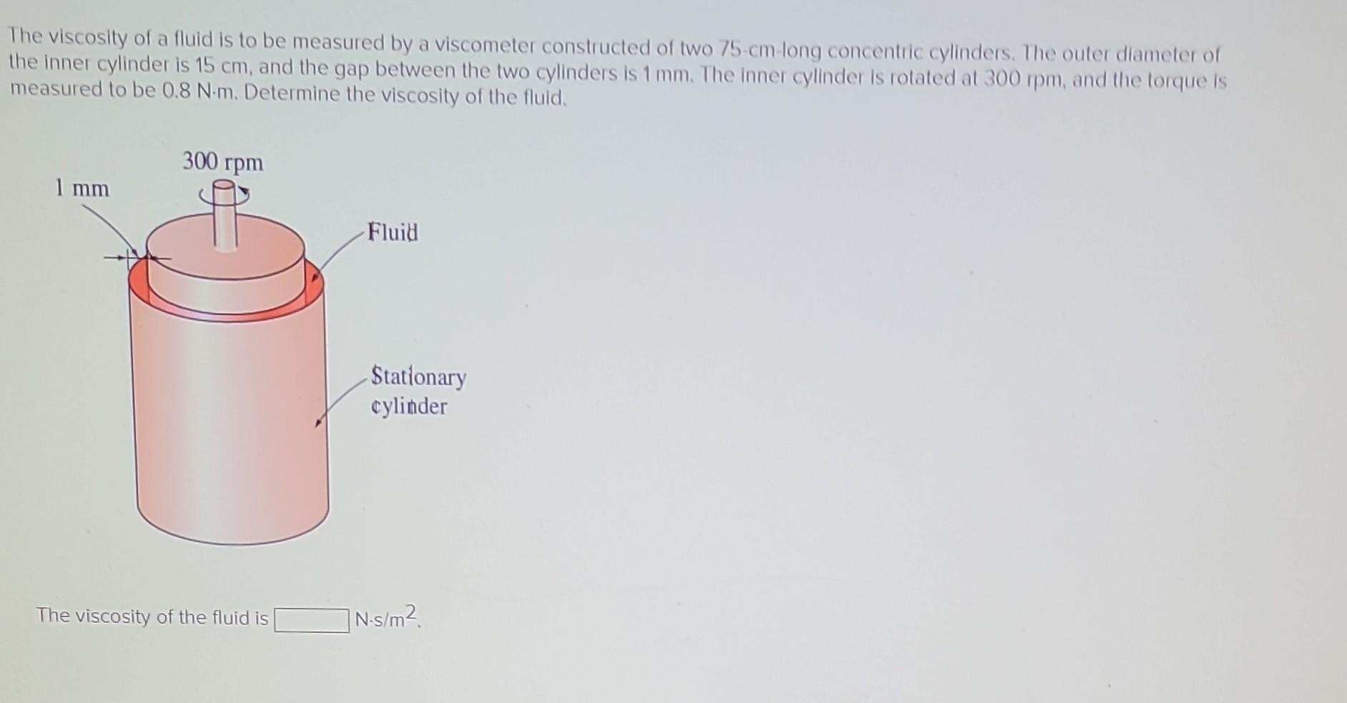 Solved The Viscosity Of A Fluid Is To Be Measur