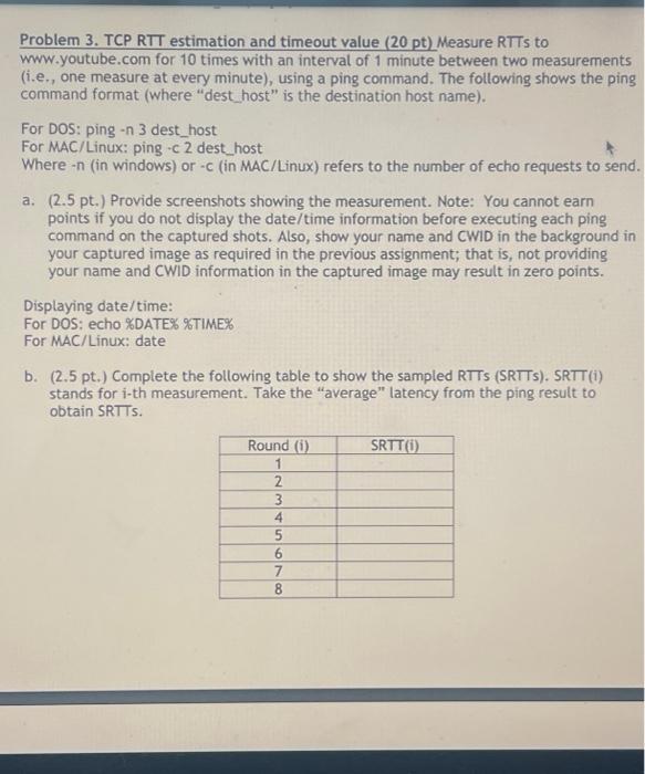 Problem Tcp Aimd Pt Assuming Tcp Reno Is The Chegg