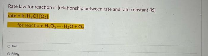 Solved Rate Law For Reaction Is Relationship Between Rate Chegg