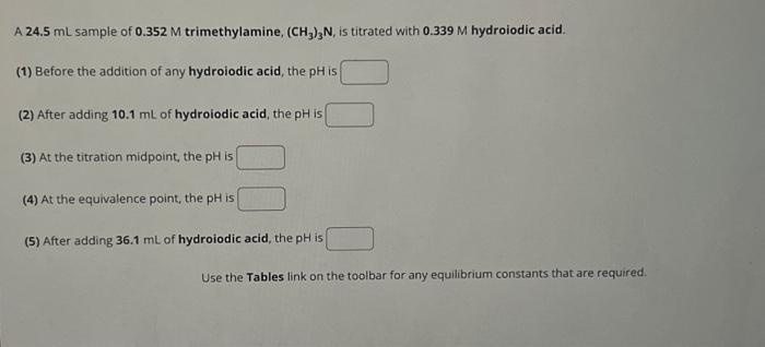 Solved A Ml Sample Of M Trimethylamine Ch N Chegg