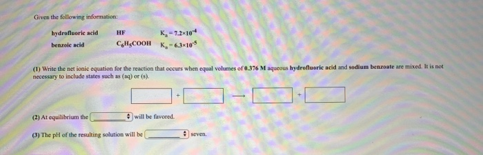 Solved Given The Following Information Formic Acid Chegg