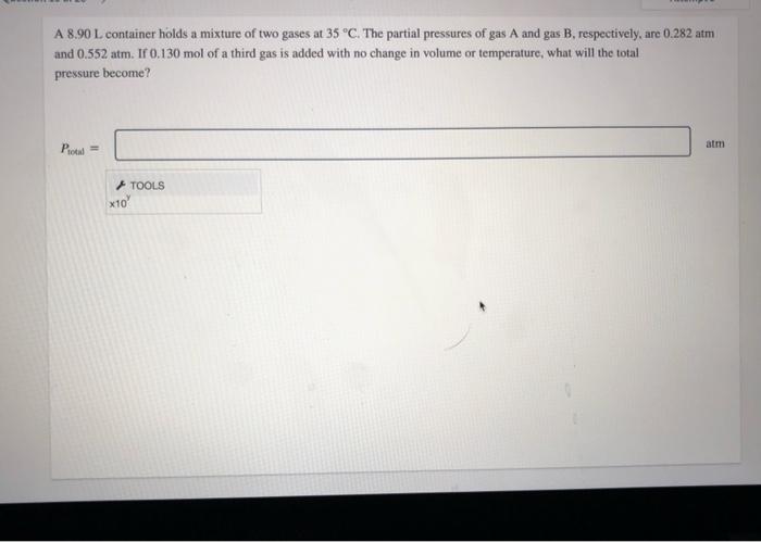 Solved A L Container Holds A Mixture Of Two Gases At Chegg