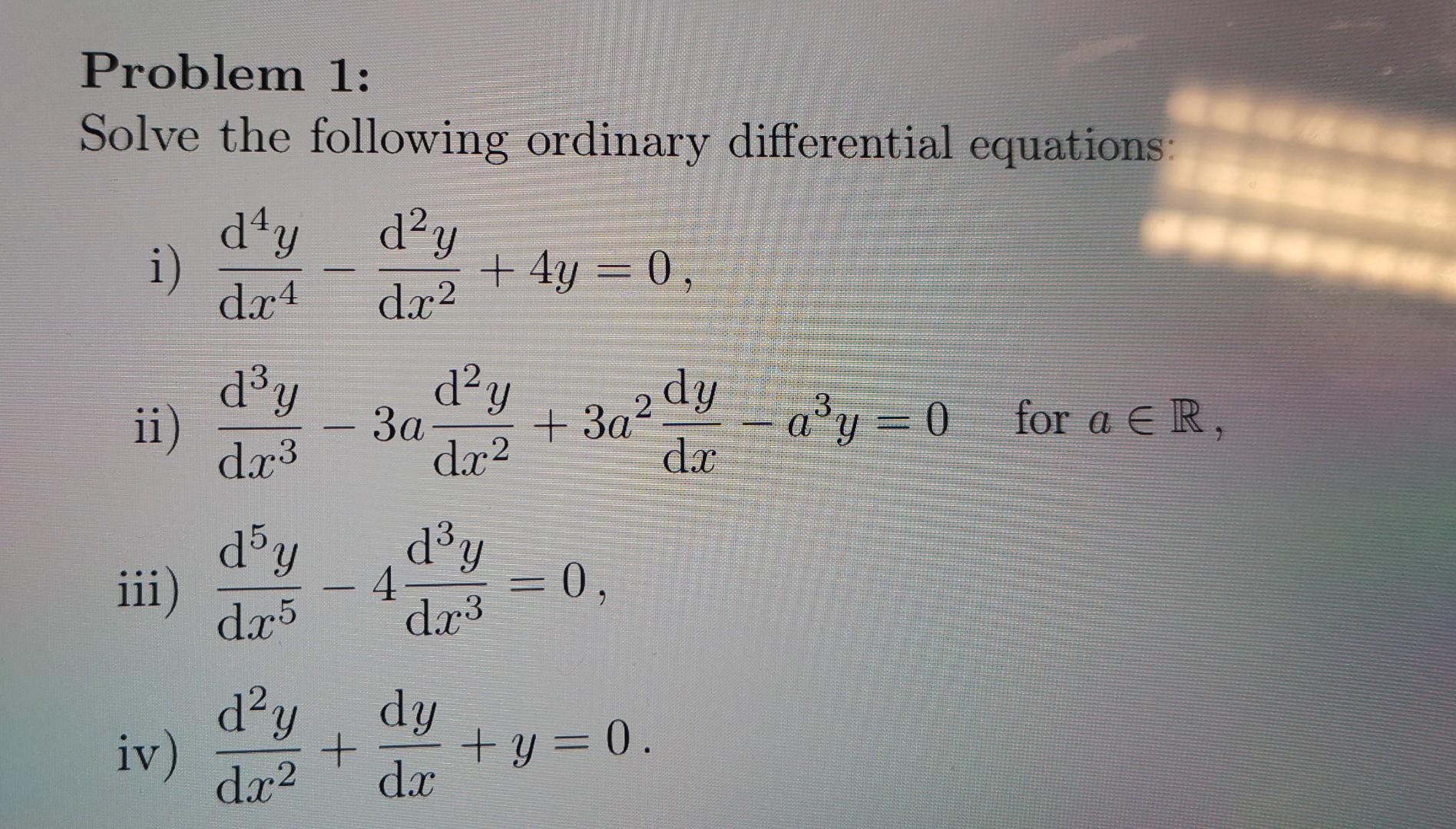 Solved Problem Solve The Following Ordinary Differential Chegg