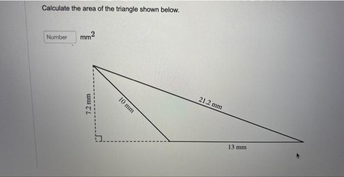 Solved Calculate The Area Of The Triangle Shown Below