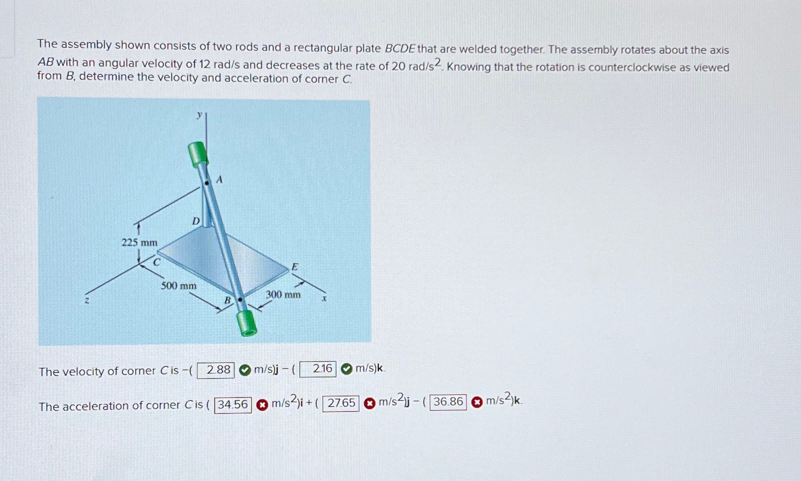 Solved The Assembly Shown Consists Of Two Rods And A Chegg