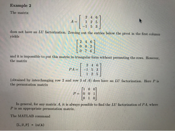 MAT 343 Laboratory 3 The LU Factorization In This Chegg