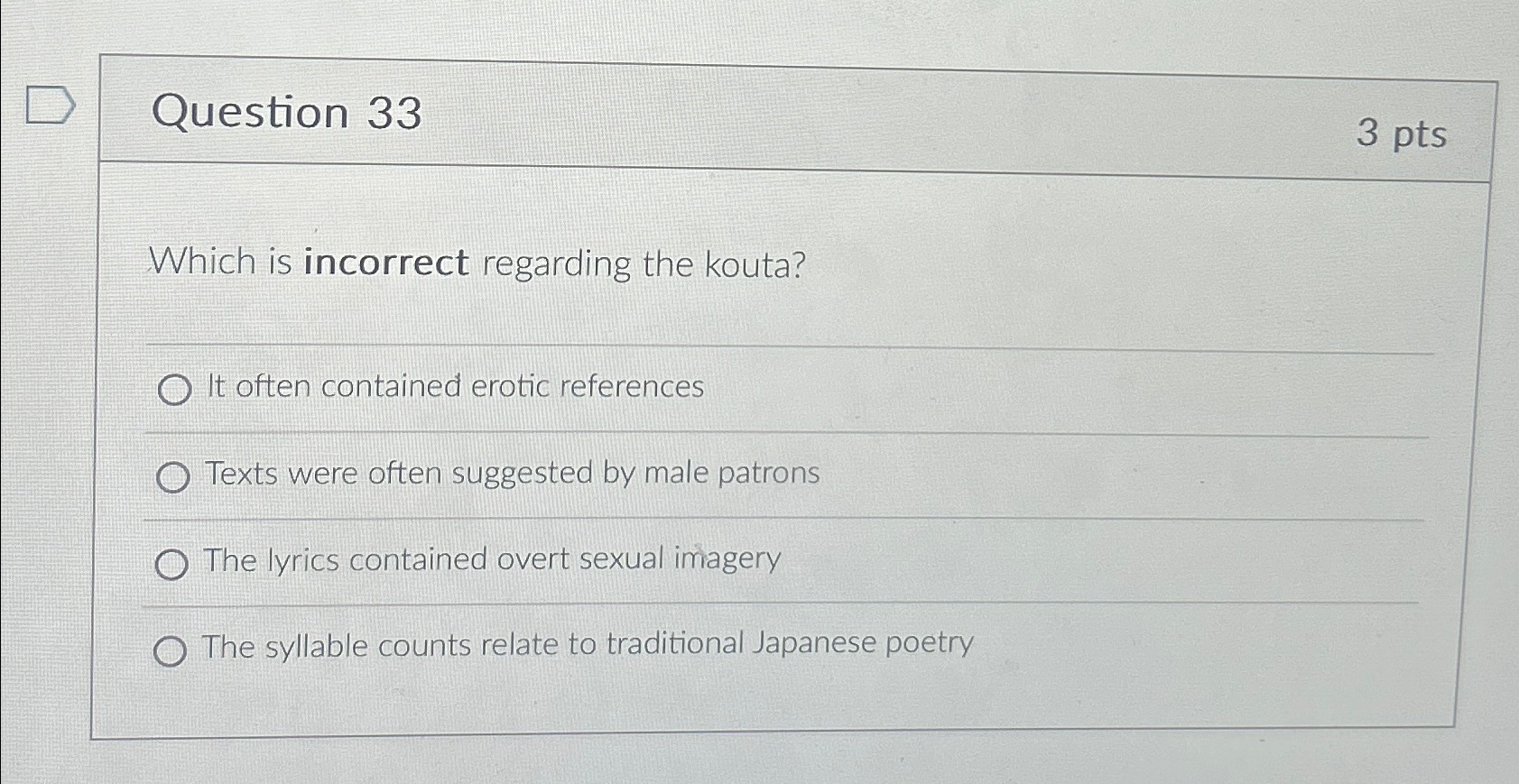 Solved Question 333 PtsWhich Is Incorrect Regarding The Chegg