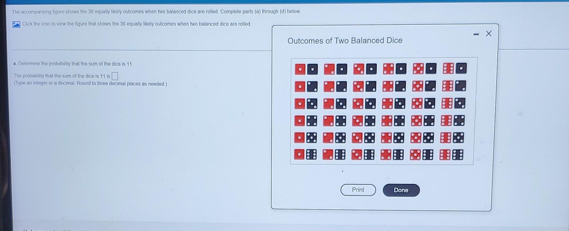 Solved The Accompanying Figure Shows The 36 Equally Likely Chegg