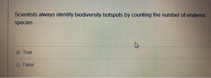 Solved Scientists Always Identify Biodiversity Hotspots By Chegg