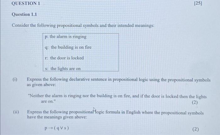 Solved Consider The Following Propositional Symbols And Chegg