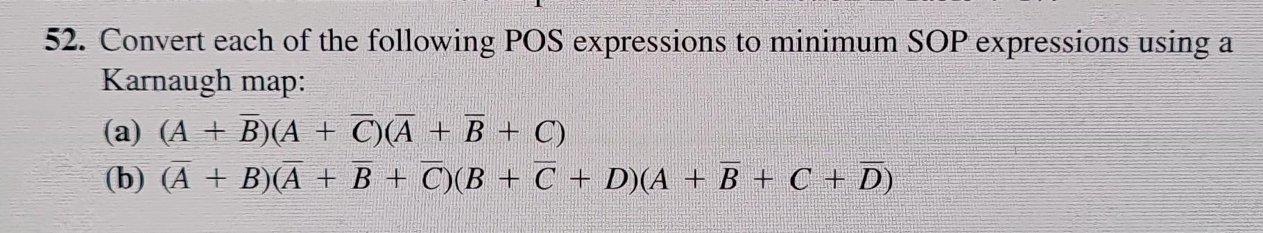 Solved Convert Each Of The Following Pos Expressions To Chegg