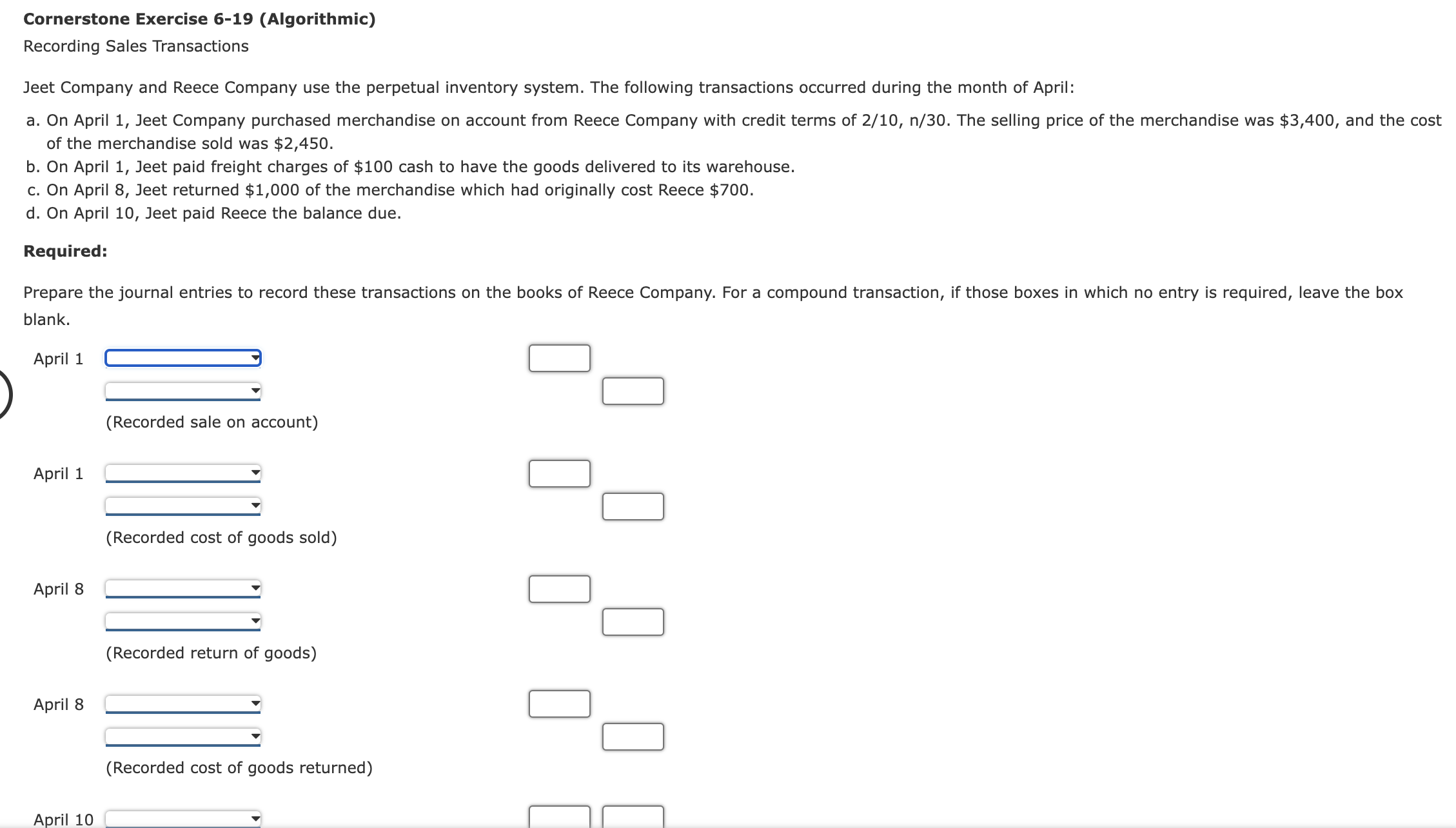 Solved Cornerstone Exercise Algorithmic Recording Chegg