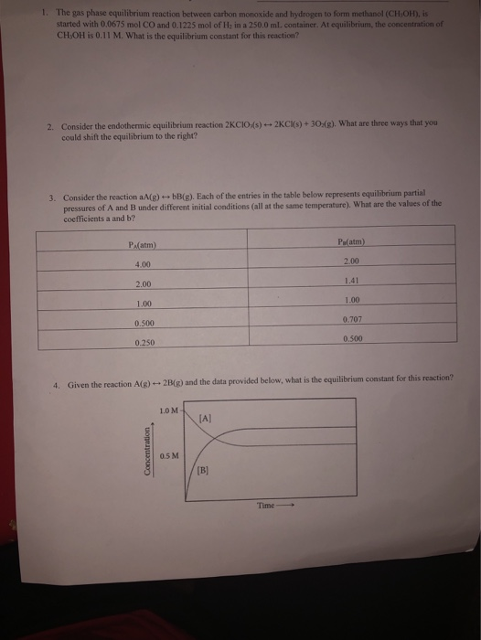 Solved 1 The Gas Phase Equilibrium Reaction Between Carbon Chegg