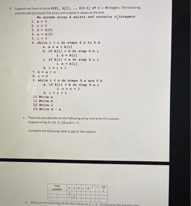 Solved Suppose We Have An Array A A A N Of Chegg