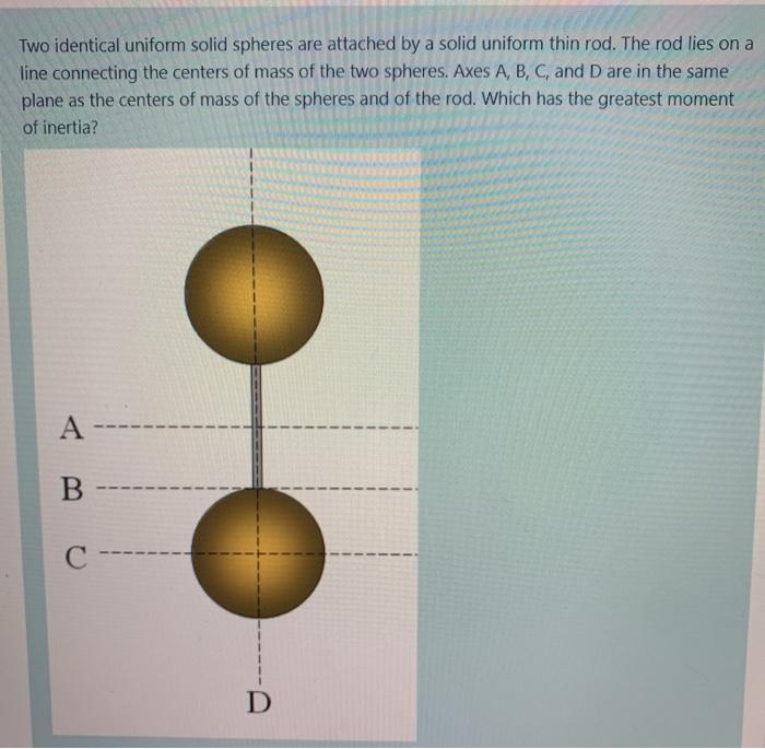 Solved Two Identical Uniform Solid Spheres Are Attached By A Chegg