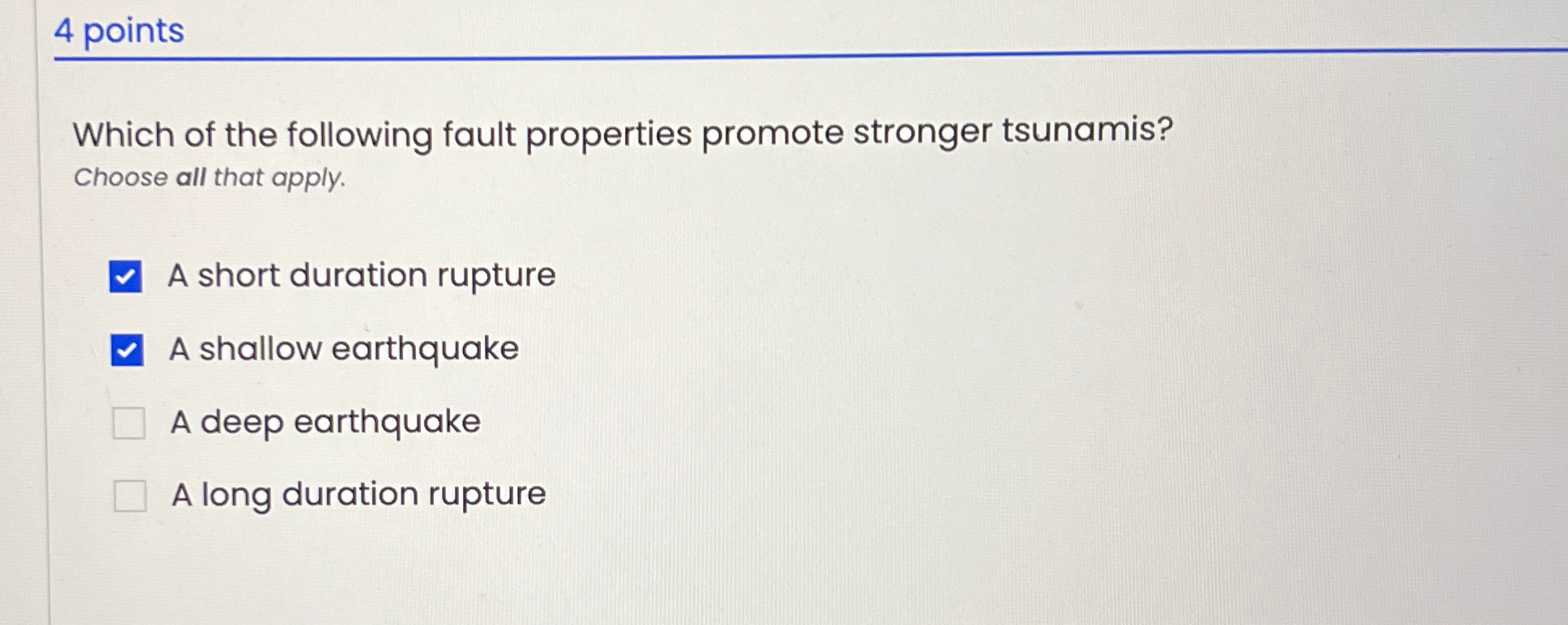 Solved Pointswhich Of The Following Fault Properties Chegg