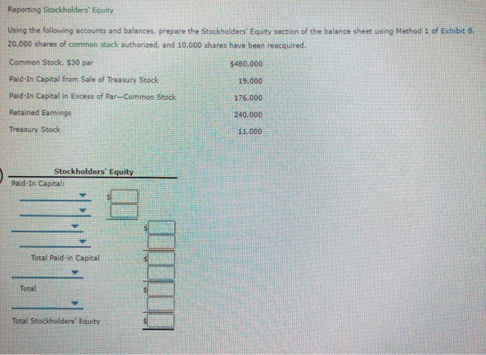 Solved Reporting Stockholders Equity Using The Following Chegg