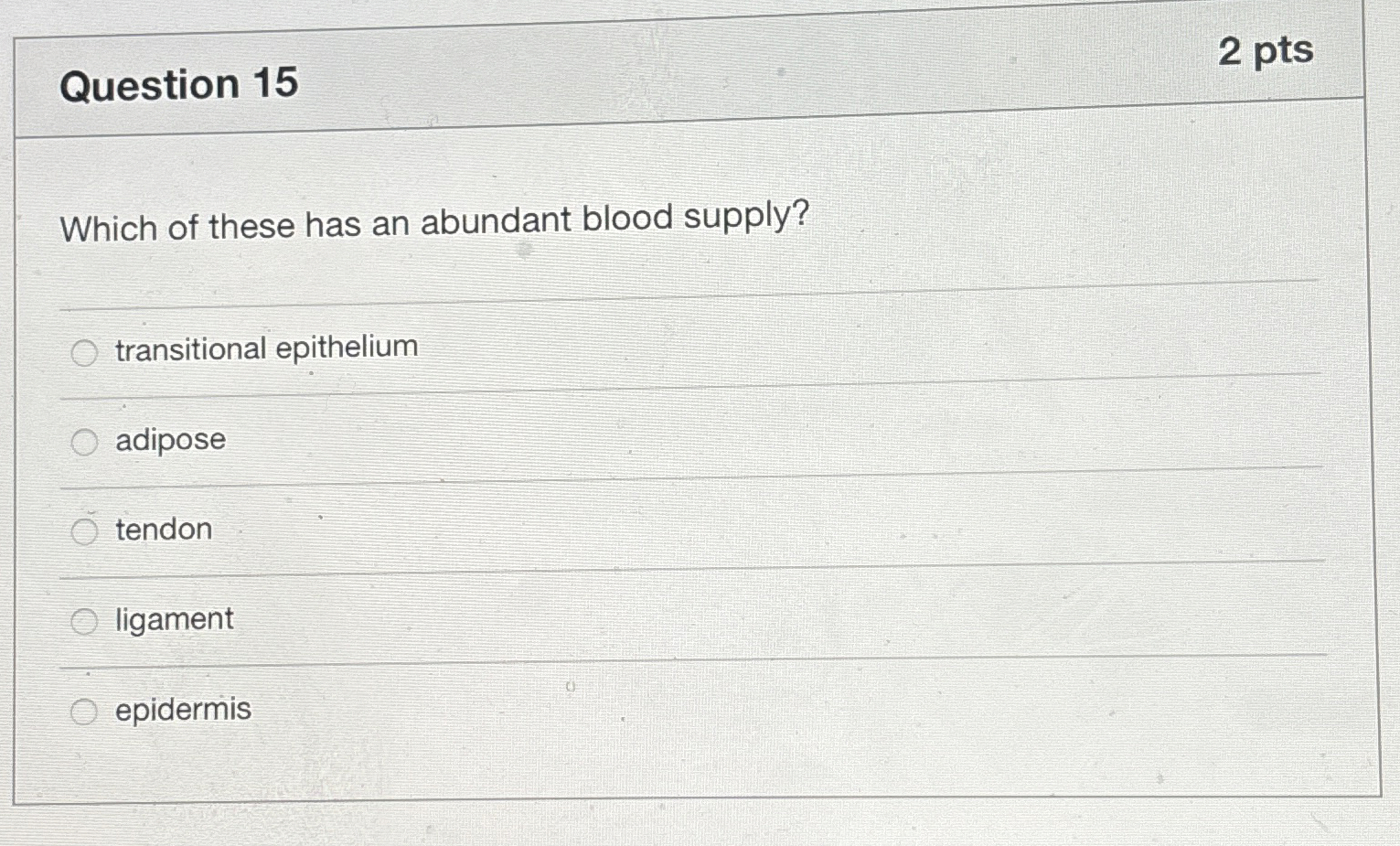 Solved Question 152 PtsWhich Of These Has An Abundant Blood Chegg