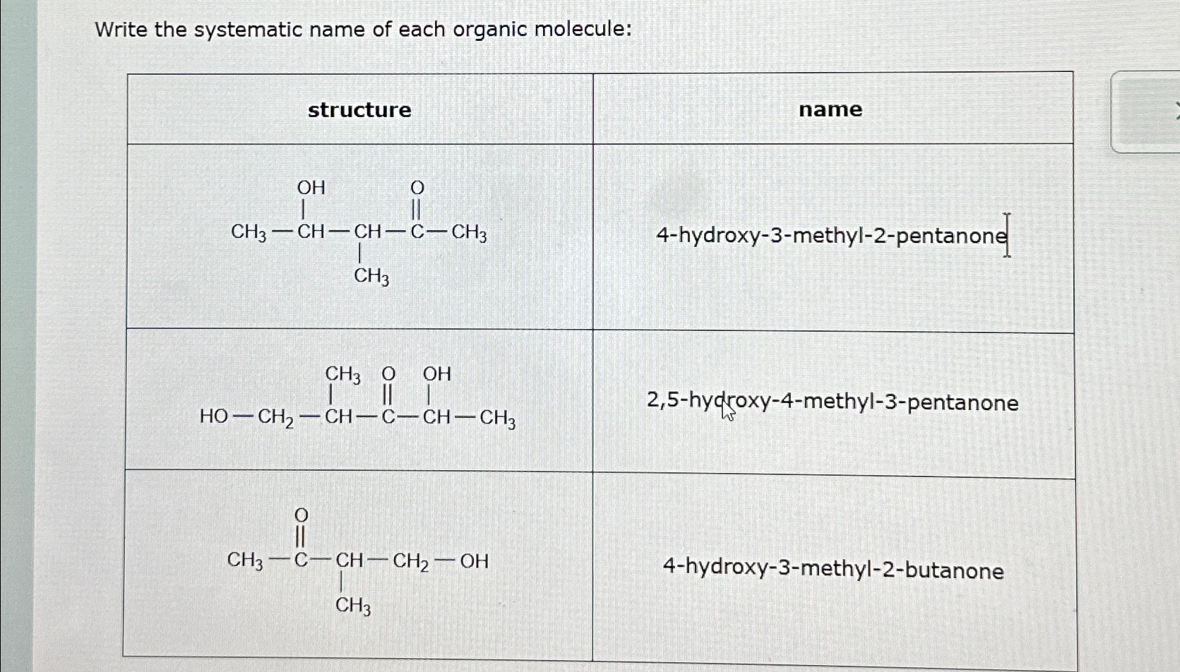 Solved Write The Systematic Name Of Each Organic Chegg