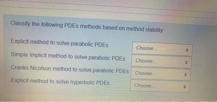 Solved Classify The Following Pdes Methods Based On Method Chegg