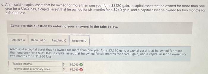 Solved Aram S Taxable Income Before Considering Capital Chegg