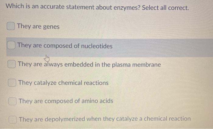 Solved Which Is An Accurate Statement About Enzymes Select Chegg