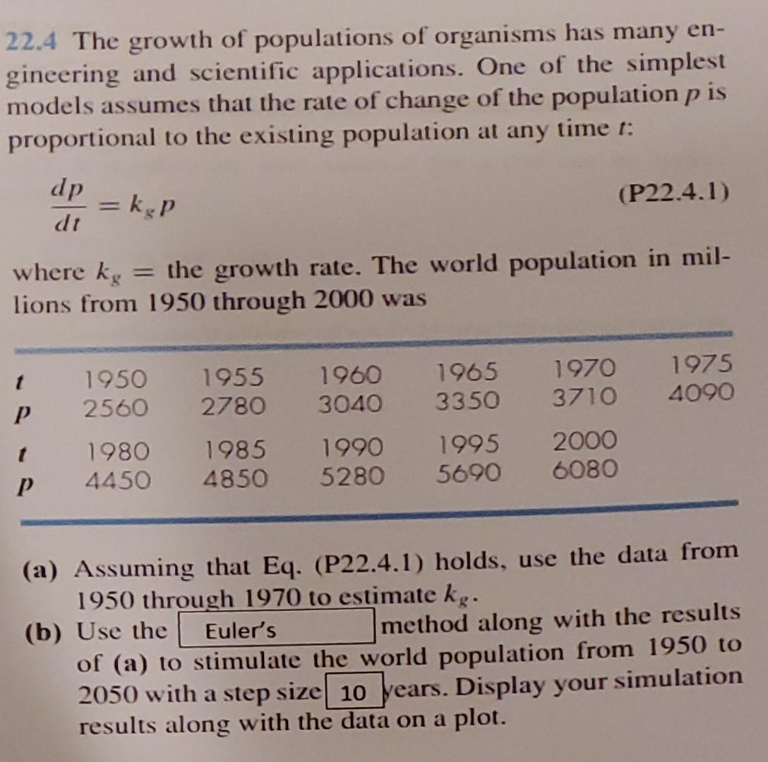 Solved 22 4 The Growth Of Populations Of Organisms Has Many Chegg