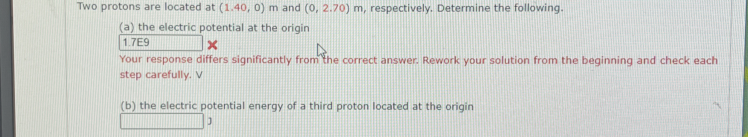 Solved Two Protons Are Located At 1 40 0 M And 0 2 70 M Chegg