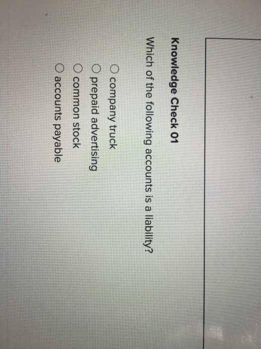 Solved Knowledge Check Which Of The Following Accounts Is Chegg