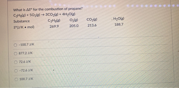 Solved What Is As For The Combustion Of Propane C Hg Chegg