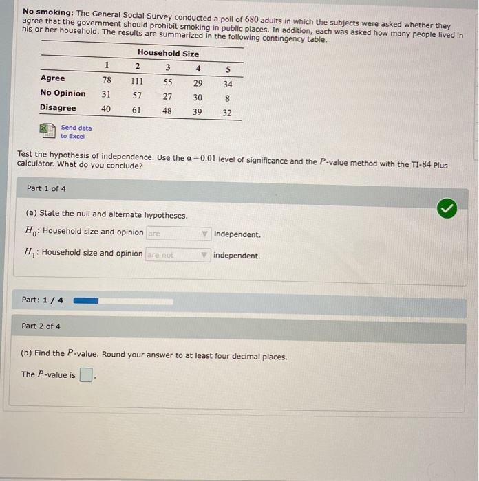 Solved No Smoking The General Social Survey Conducted A Chegg