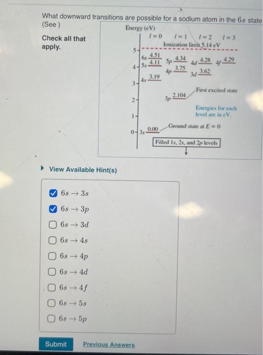 Solved What Downward Transitions Are Possible For A Sodium Chegg