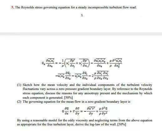 5 The Reynolds Stress Governing Equation For A Chegg