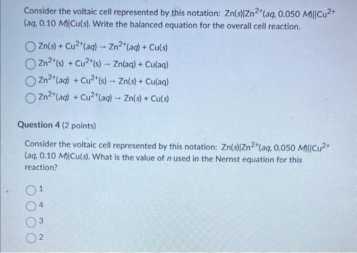 Solved Consider The Voltaic Cell Represented By This Chegg