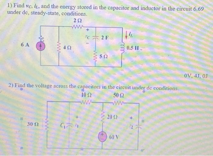 Solved Find Vc Il And The Energy Stored In The Chegg